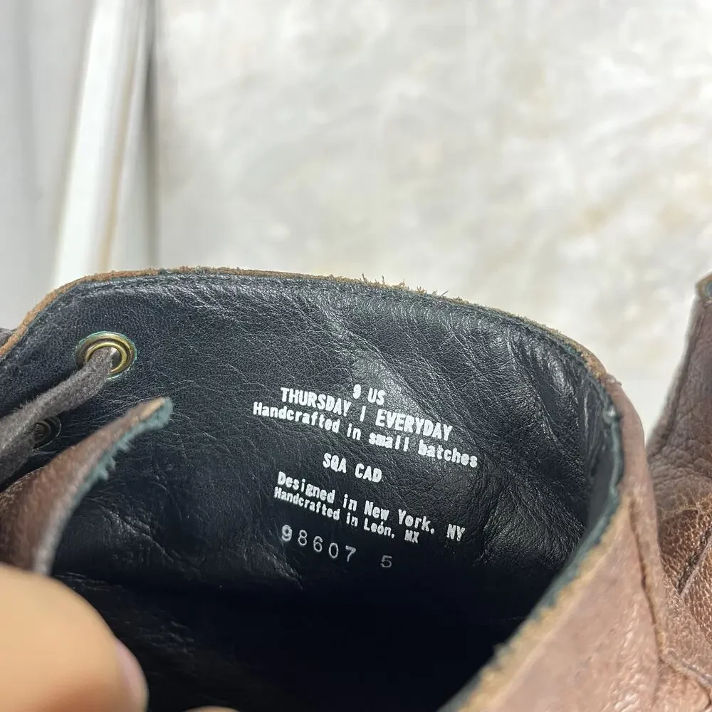 Thursday Boot Company Everyday Cap Toe Boots Men's 9 US Brown Leather Lace Up